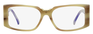 Max Mara Rectangular Blue Block Eyeglasses MM5157-B 060 Beige Horn 54mm