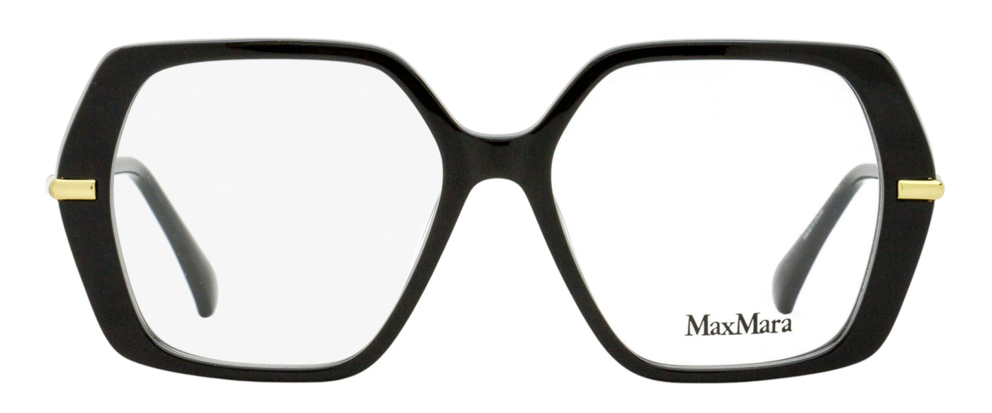 Max Mara Geometric Eyeglasses MM5175 001 Black/Gold 52mm