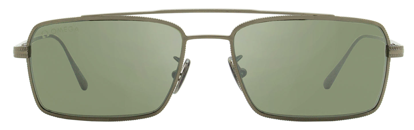 Omega Rectangular Sunglasses OM0028H 08Q Gunmetal 56mm