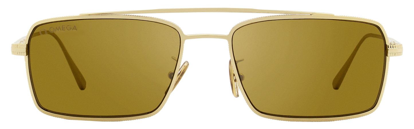 Omega Rectangular Sunglasses OM0028H 32G Gold 56mm