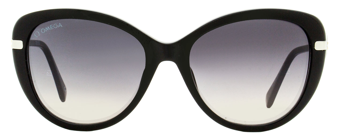 Omega Cat Eye Sunglasses OM0032 01C Black/Rhodium 56mm