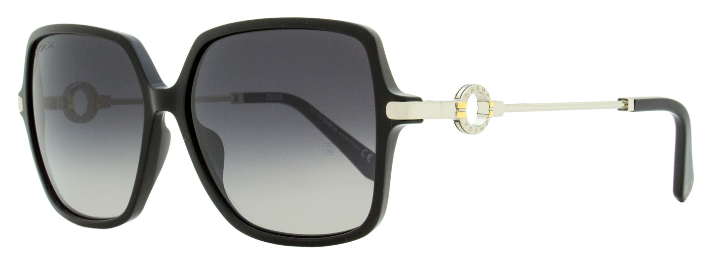 Omega Square Sunglasses OM0033 01C Black/Rhodium  59mm