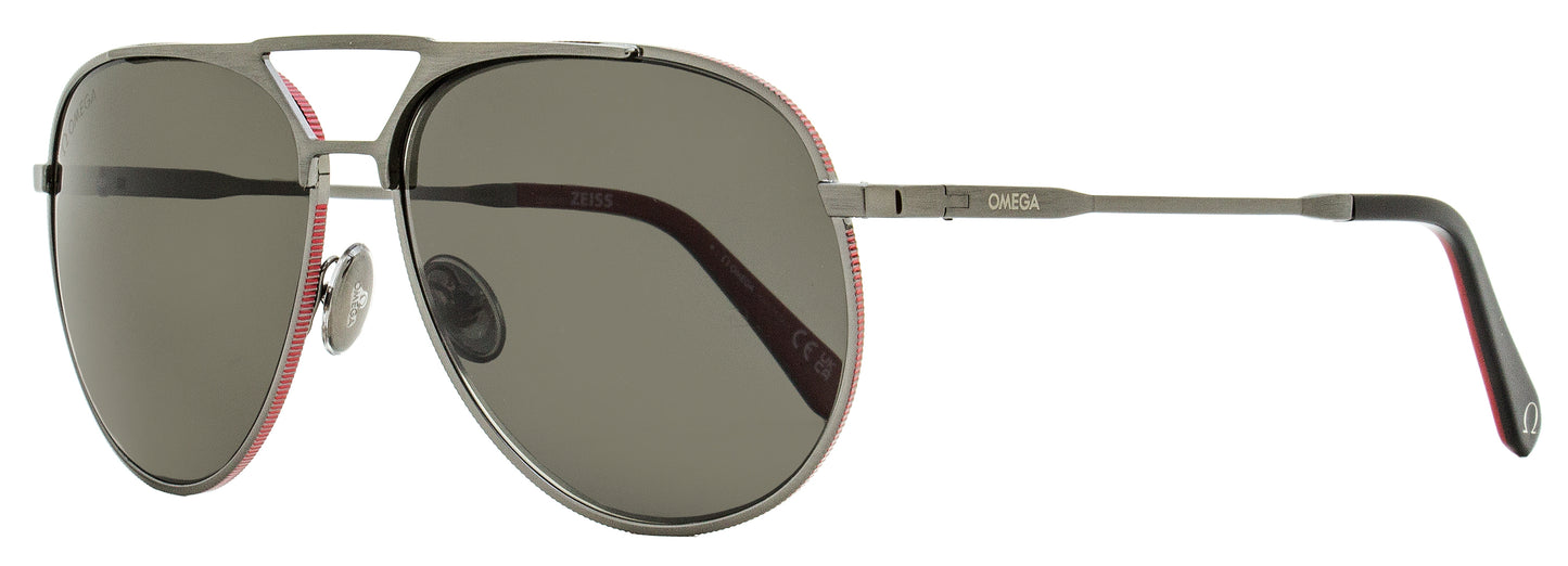 Omega Pilot Sunglasses OM0037 08D Gunmetal/Red Polarized 61mm