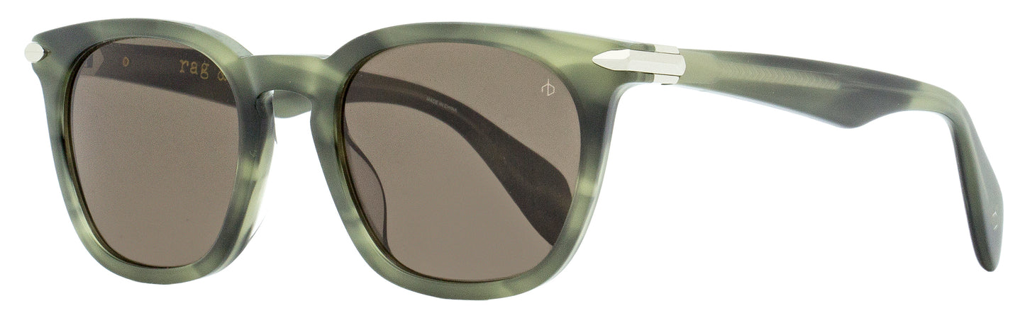 Rag & Bone Rectangular Sunglasses RNB5021S 6AK70 Green Horn 50mm 5021