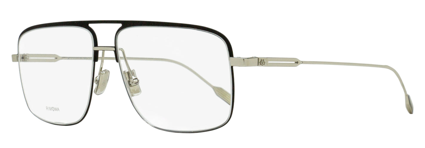 Rimowa Rectangular Navigator Eyeglasses RW50010U 002 Black/Silver 57mm