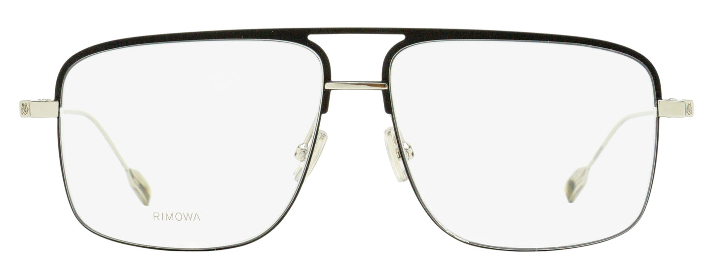 Rimowa Rectangular Navigator Eyeglasses RW50010U 002 Black/Silver 57mm
