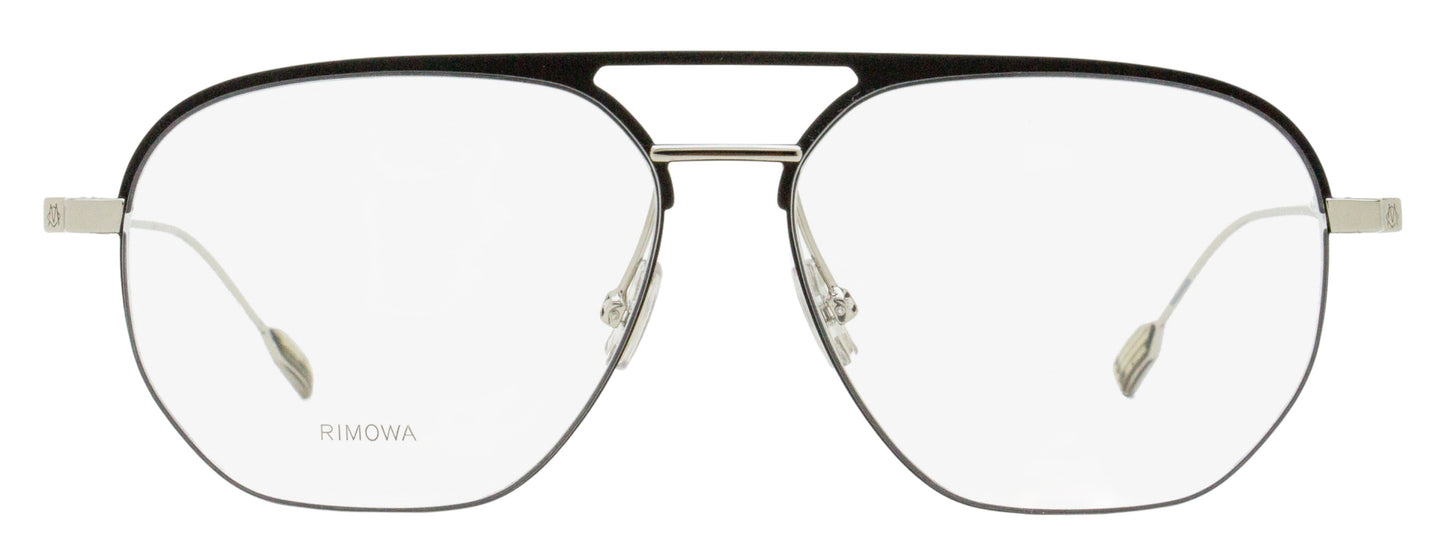 Rimowa Square Pilot Eyeglasses RW50011U 002 Black/Silver 56mm