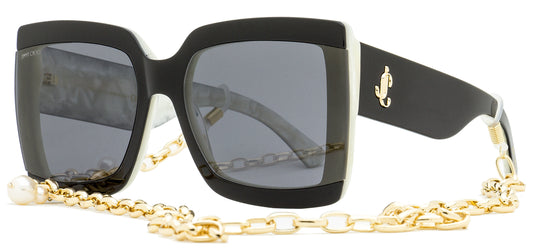 Jimmy Choo Chain Sunglasses Renee /N 9HTIR Black/Ivory 61mm