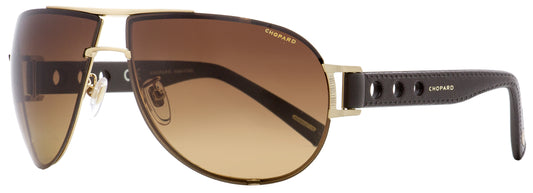 Chopard Wrap Sunglasses SCHB32 383P Gold/Brown Leather Polarized 67mm B32