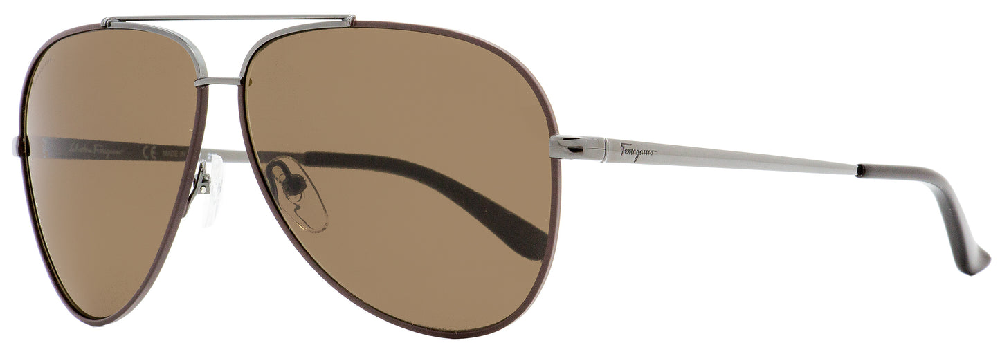 Ferragamo Pilot Sunglasses SF131S 067 Gunmetal/Cocoa 60mm 131