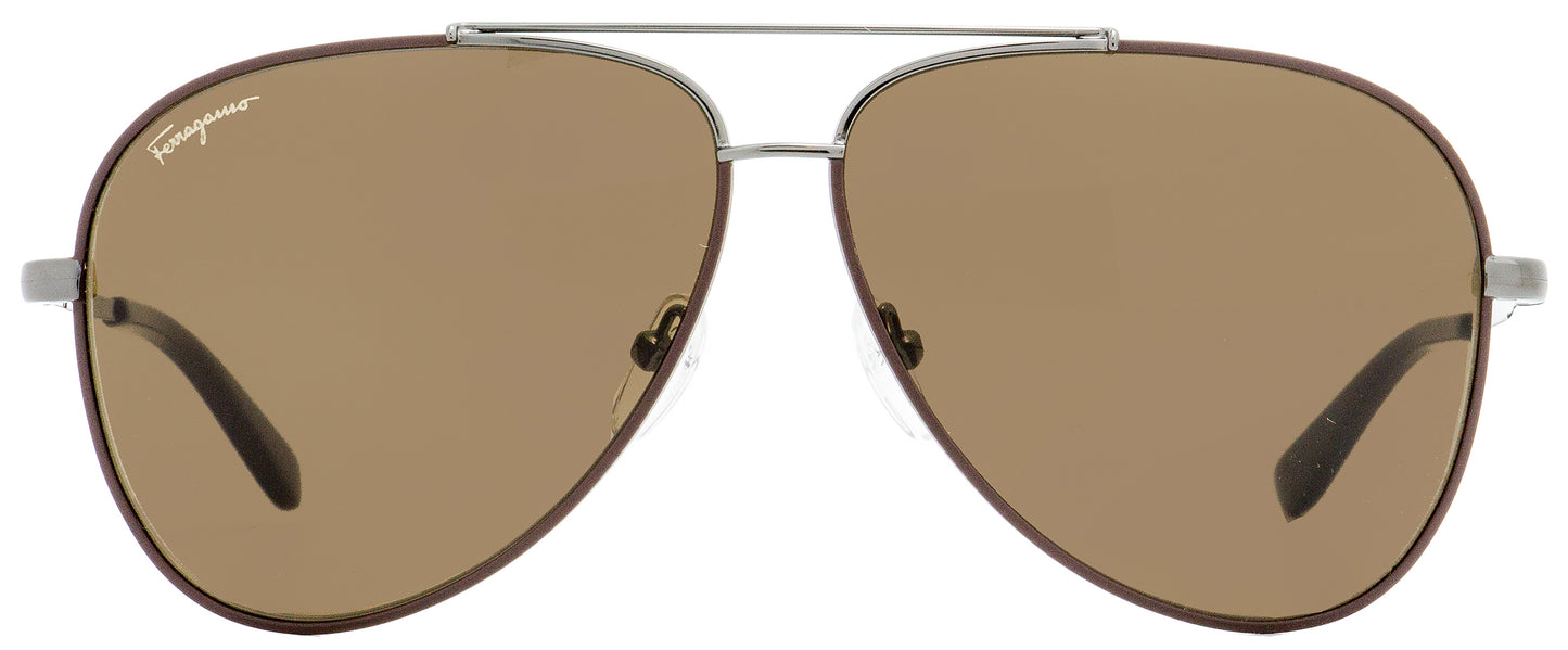 Ferragamo Pilot Sunglasses SF131S 067 Gunmetal/Cocoa 60mm 131