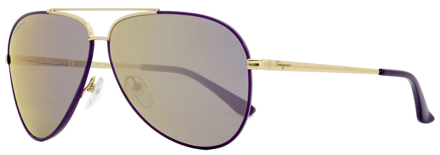 Ferragamo Pilot Sunglasses SF131S 736 Light Gold/Purple 60mm 131