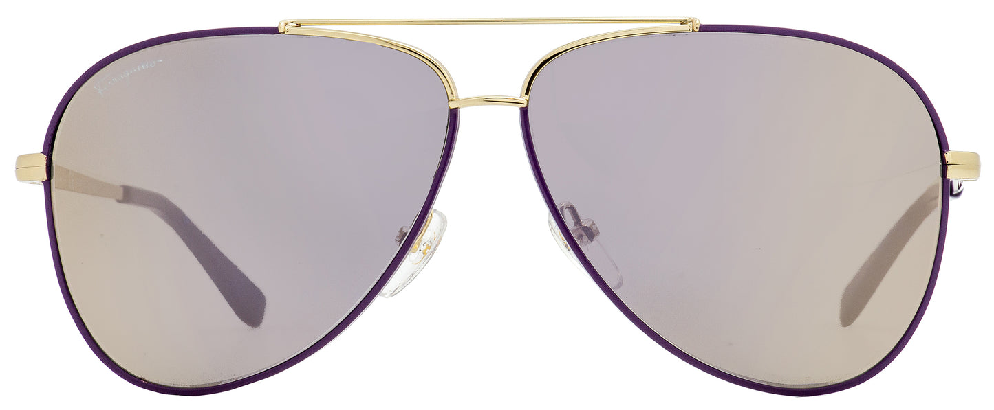 Ferragamo Pilot Sunglasses SF131S 736 Light Gold/Purple 60mm 131