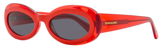 Ferragamo Oval Sunglasses SF2003S 613 Transparent Red 54mm