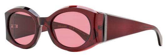 Ferragamo Sculpted Oval Sunglasses SF2008S 612 Transparent Burgundy 55mm