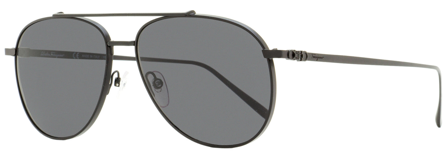 Salvatore Ferragamo Pilot Sunglasses SF201S 002 Matte Black 60mm 201