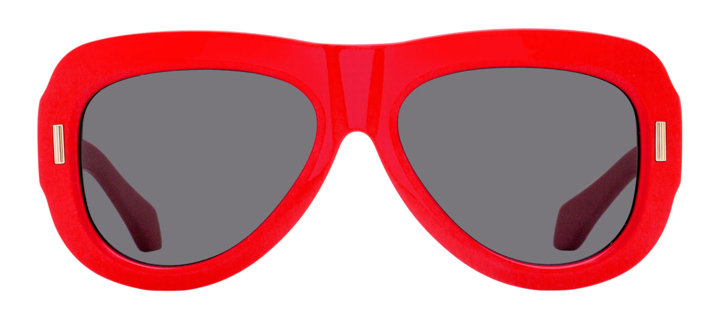 Ferragamo Thick-Rimmed Pilot Sunglasses SF2029SE 600 Red 57mm