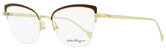 Salvatore Ferragamo Cat Eye Eyeglasses SF2182 744 Gold/Burgundy 53mm 2182