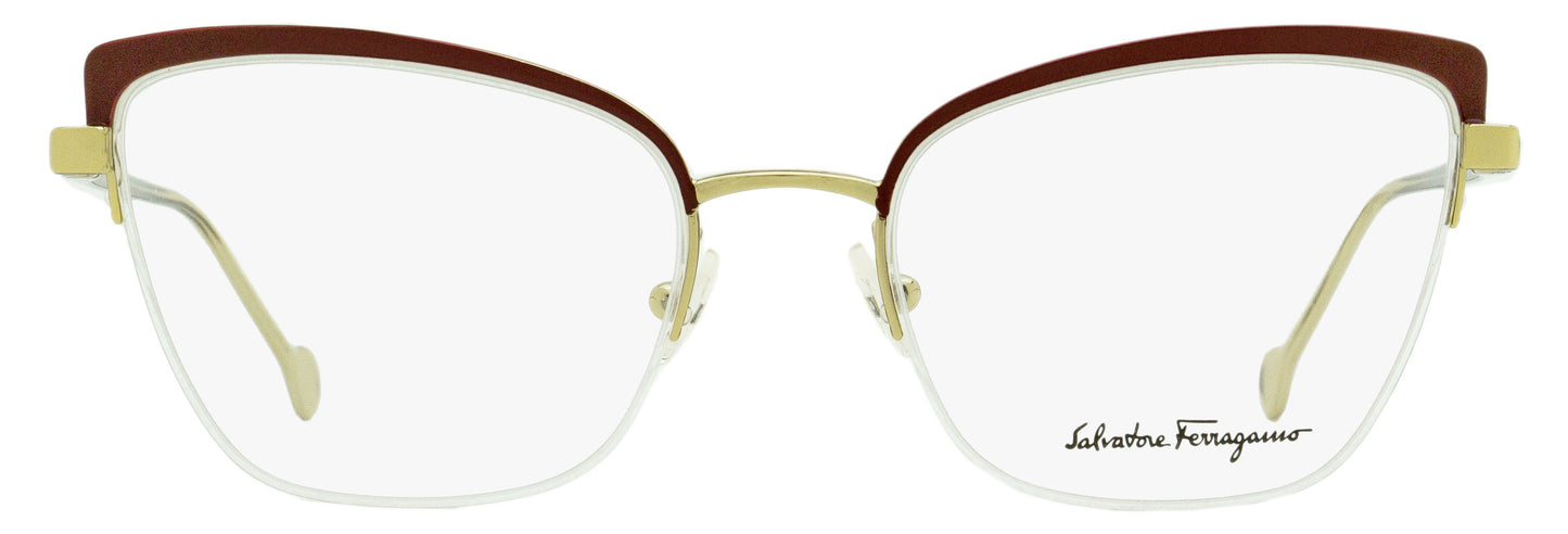Salvatore Ferragamo Cat Eye Eyeglasses SF2182 744 Gold/Burgundy 53mm 2182