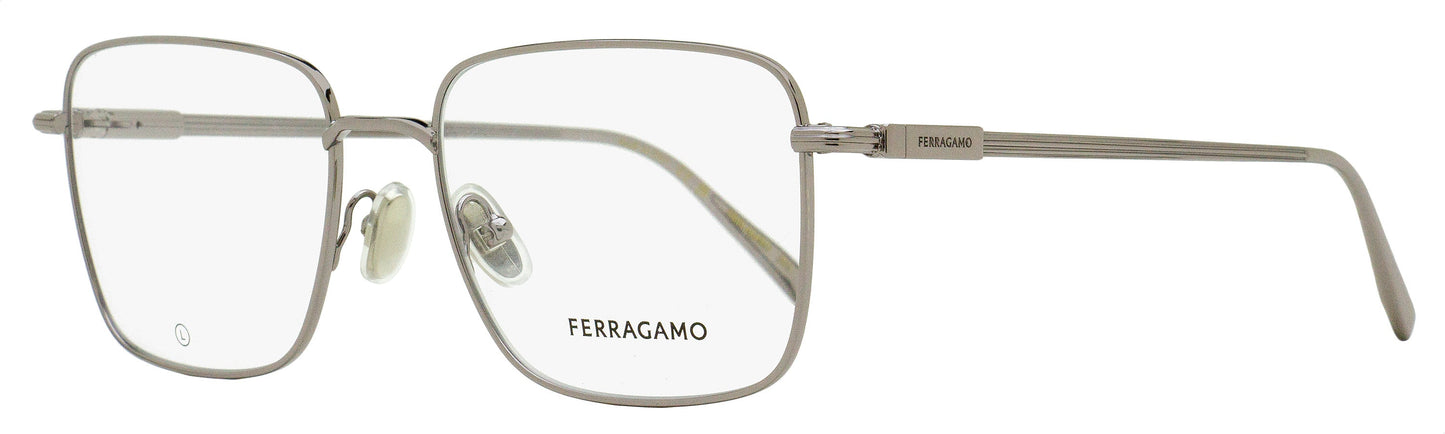 Ferragamo Rounded Rectangular Eyeglasses SF2231 021 Light Ruthenium 53mm