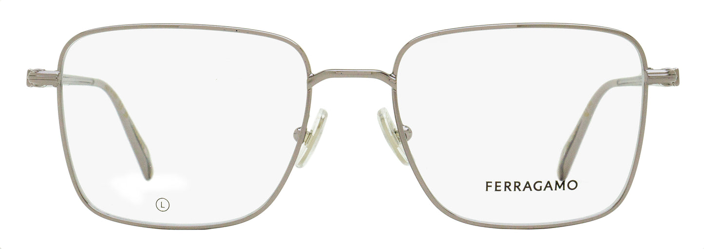 Ferragamo Rounded Rectangular Eyeglasses SF2231 021 Light Ruthenium 53mm