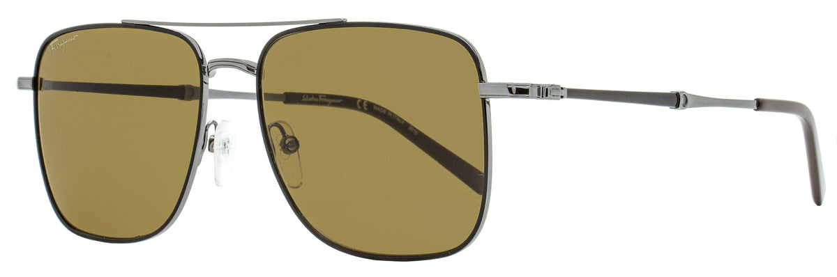 NEW Salvatore Ferragamo SF266S 037 Dark Ruthenium Sunglasses with Brown Lenses Ferragamo Salvatore Ferragamo Brown Navigator Men main image 2