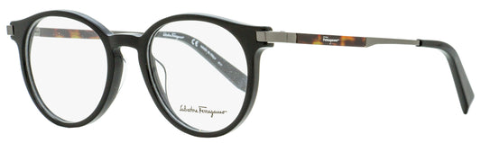 Ferragamo Round Eyeglasses SF2802 001 Black/Gunmetal/Havana 50mm 2802