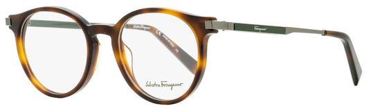 Ferragamo Round Eyeglasses SF2802 214 Havana/Gunmetal/Green 50mm 2802