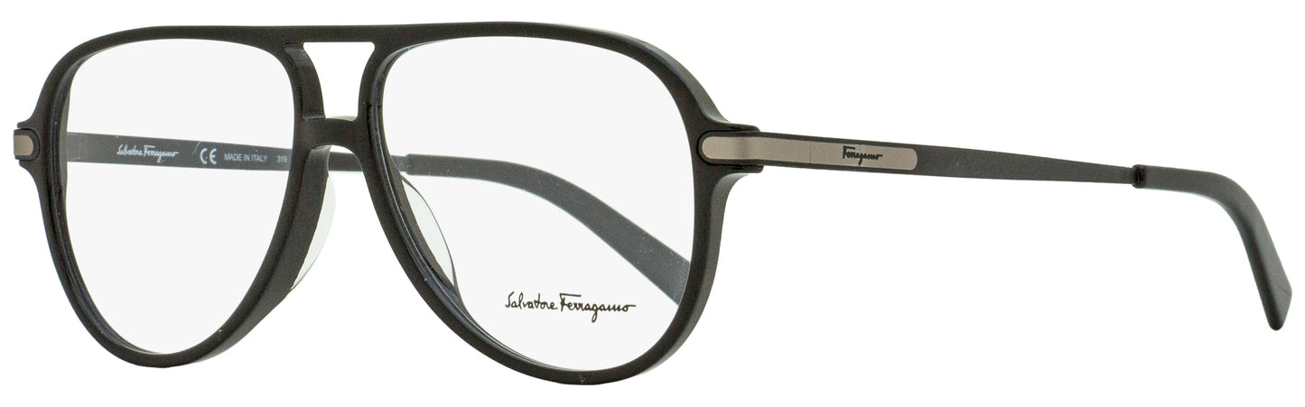 Salvatore Ferragamo Pilot Eyeglasses SF2855 001 Shiny/Matte Black 57mm 2855