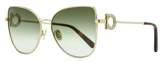 Ferragamo Crystal Gancini Sunglasses SF296SR 750 Gold/Havana 60mm