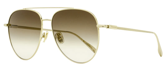 Ferragamo Large Pilot Sunglasses SF308S 703 Gold 61mm