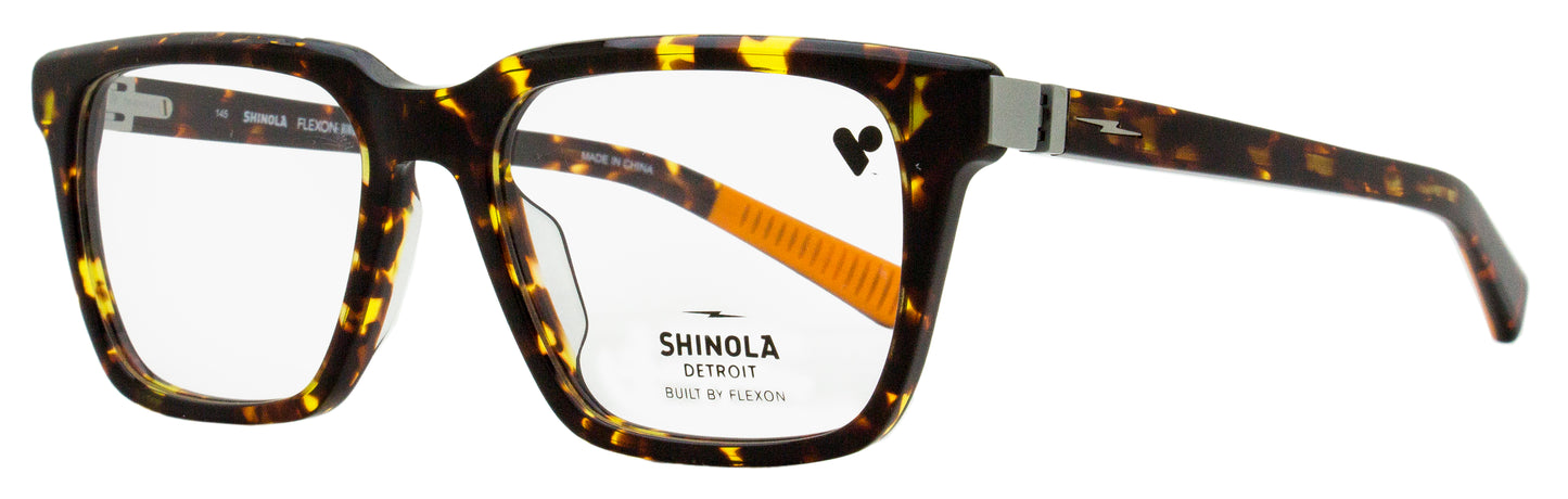 Shinola Flexon Rectangular Eyeglasses SH15000 242 Amber Tortoise 54mm
