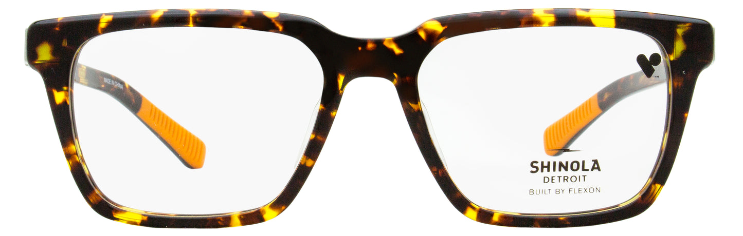 Shinola Flexon Rectangular Eyeglasses SH15000 242 Amber Tortoise 54mm