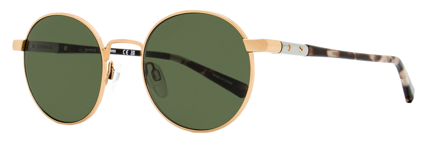 Shinola Round Runwell Sunglasses SH2301SL 780 Gold/Havana 51mm