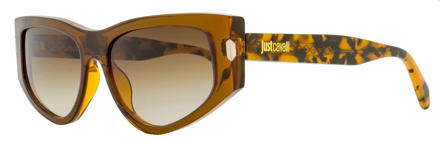 Just Cavalli Square Cat Eye Sunglasses SJC034 06X5 Brown/Havana 55mm