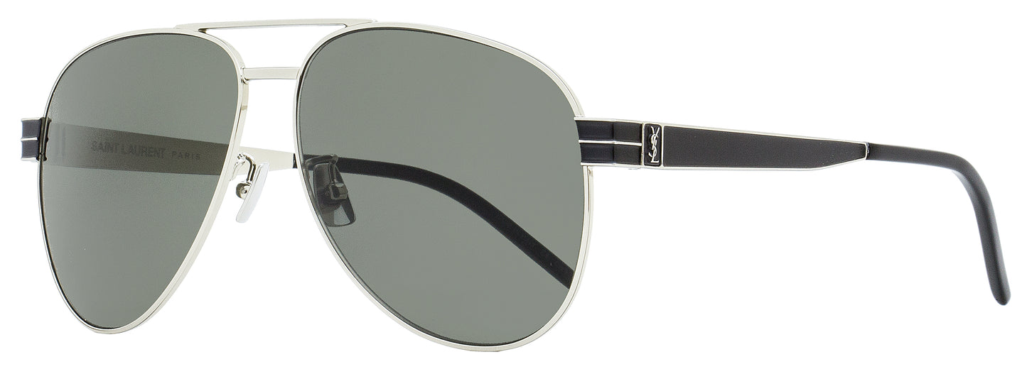 Saint Laurent Monogram Pilot Sunglasses SL M53 002 Silver/Black 60mm YSL