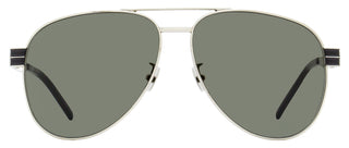 Saint Laurent Monogram Pilot Sunglasses SL M53 002 Silver/Black 60mm YSL