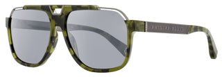 Philipp Plein Flash Navigator Sunglasses SPP046M 92IX Green Havana 61mm