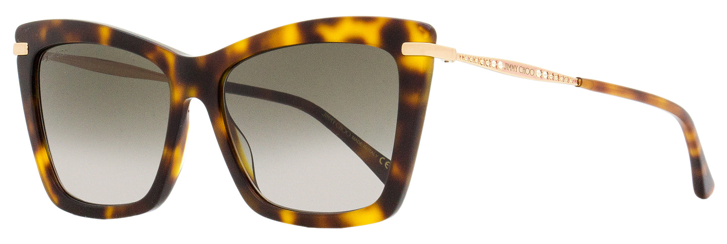 Jimmy Choo Rectangular Sady Sunglasses 086HA Havana/Gold 56mm