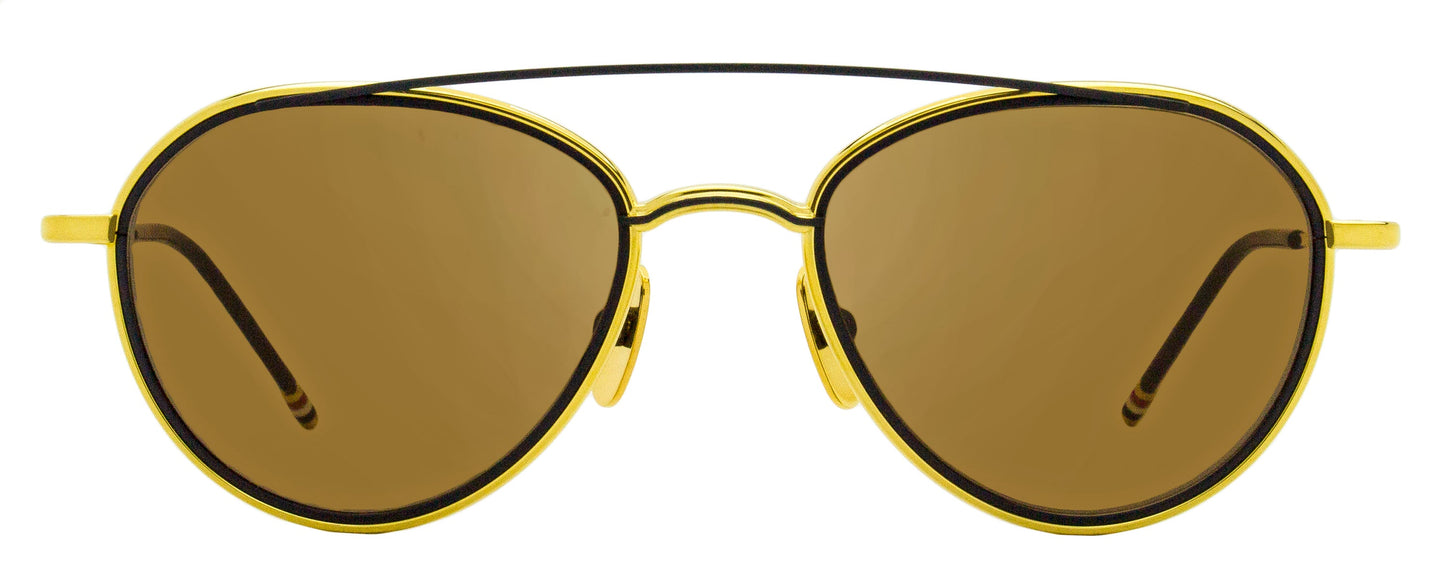 Thom Browne Oval Sunglasses TB109 CTGLDNVY Gold/Black 53mm