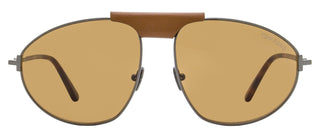 Tom Ford Ken Leather Sunglasses TF1095 08E Gunmetal 60mm FT1095