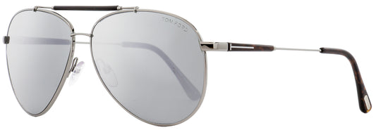 Tom Ford Pilot Sunglasses TF378 Rick 14Q Ruthenium/Havana 60mm FT0378