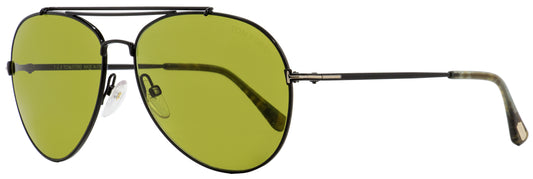 Tom Ford Pilot Sunglasses TF497 Indiana 01N Black/Green Havana 58mm FT0497