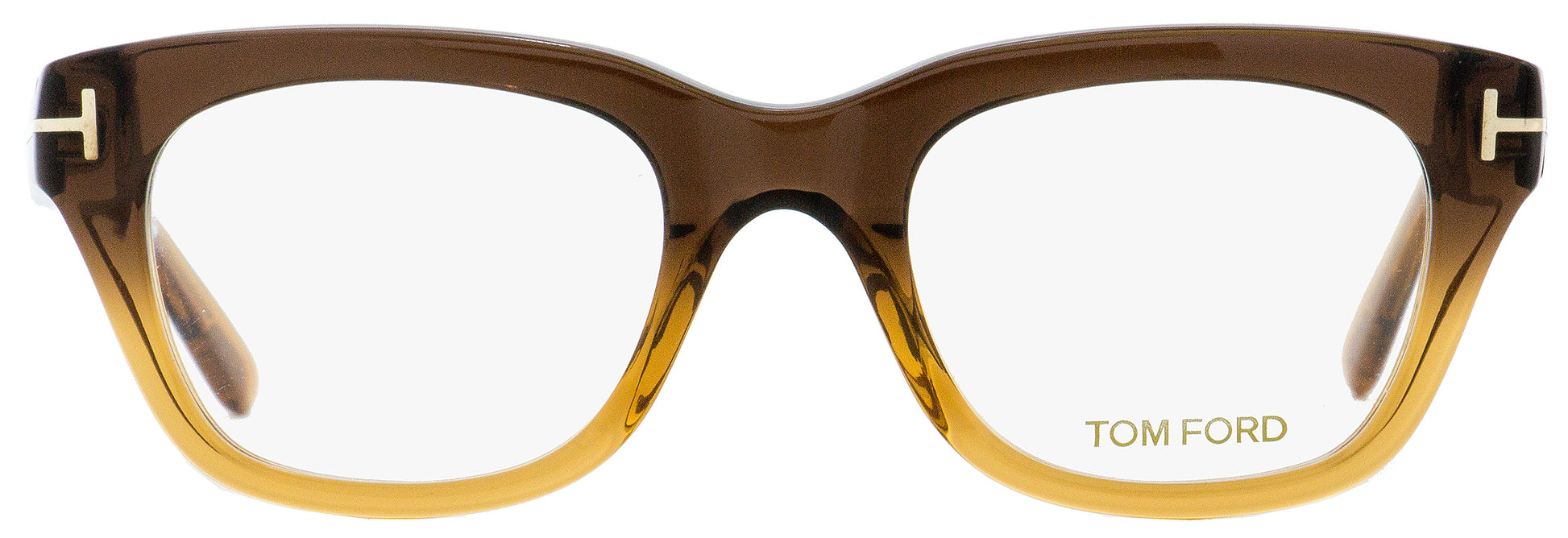Tom Ford Rectangular Eyeglasses TF5178 050 Caramel Shaded Brown