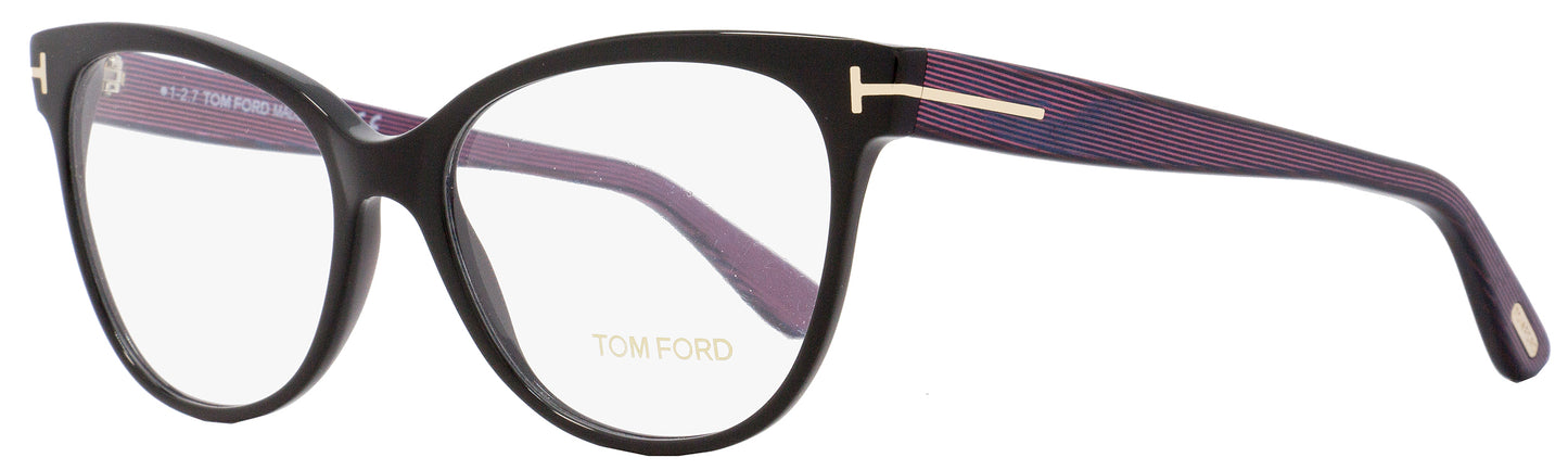 Tom Ford Cat Eye Eyeglasses TF5291 005 Size: 55mm Black/Iridescent Chalkstripe FT5291