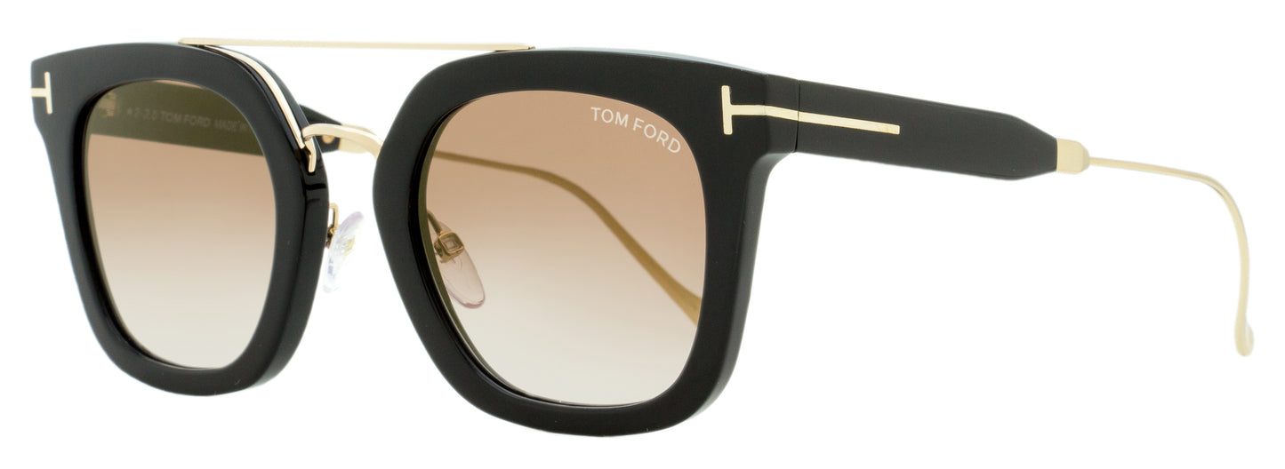 Tom Ford Rectangular Sunglasses TF541 Alex-02 01F Black/Gold 51mm FT0541