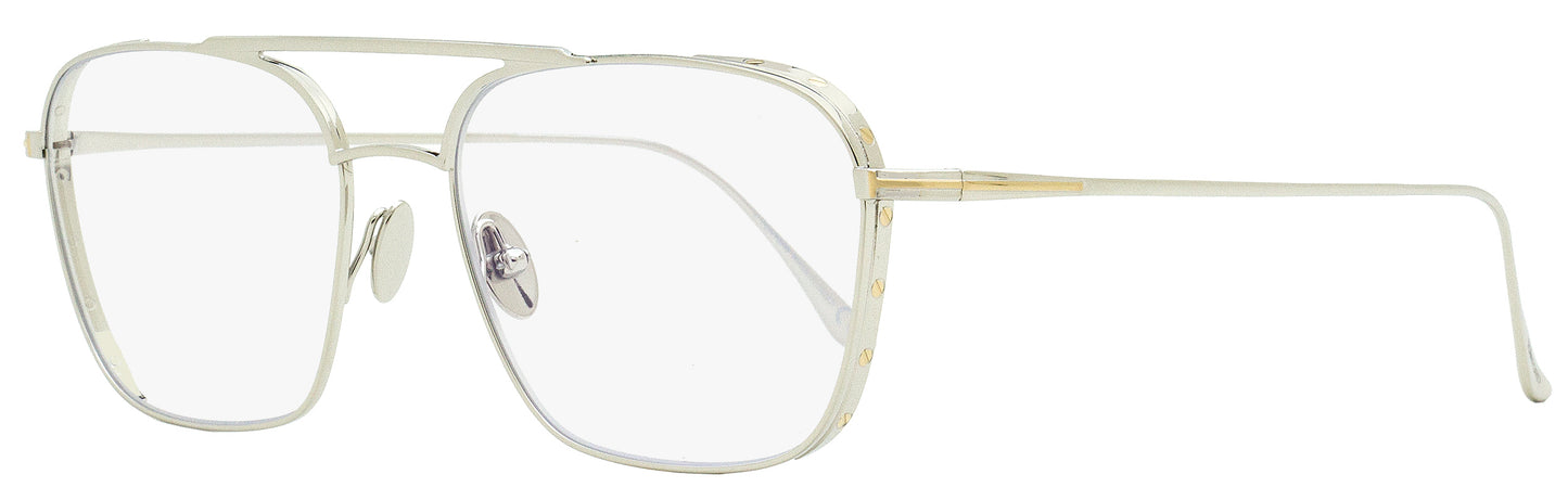 Tom Ford Titanium Blue Block Eyeglasses TF5659B 018 Rhodium 56mm FT5659