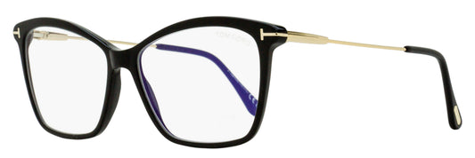 Tom Ford Butterfly Blue Block Eyeglasses TF5687-B 001 Black/Gold 56mm FT5687