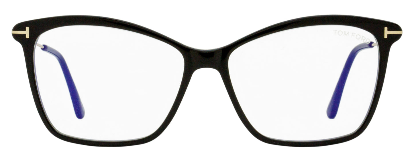 Tom Ford Butterfly Blue Block Eyeglasses TF5687-B 001 Black/Gold 56mm FT5687
