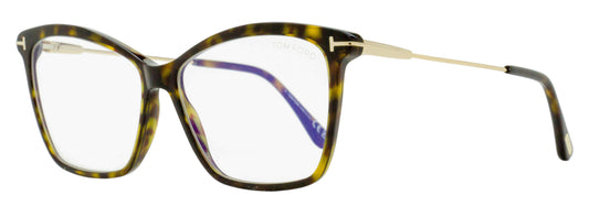 Tom Ford Butterfly Blue Block Eyeglasses TF5687-B 052 Havana/Gold 56mm FT5687